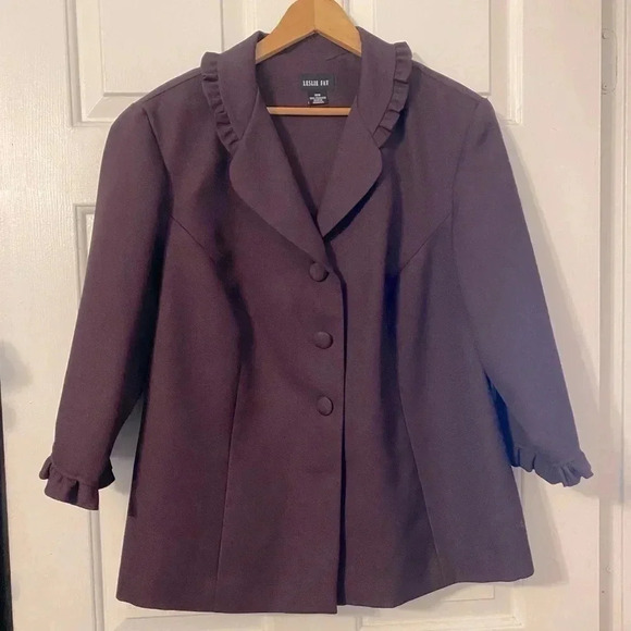Plus Size Women’s Blazer Jacket Purple Eggplant Fabric Buttons Fully Lined Sz 18 - Picture 1 of 9